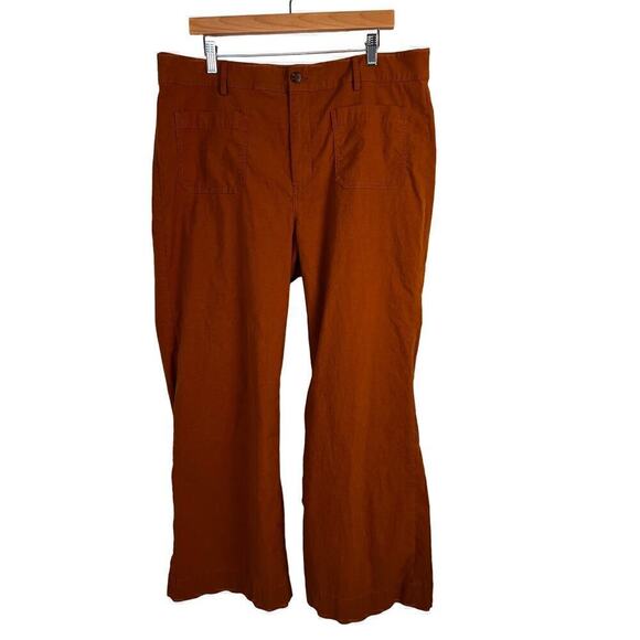 J.Crew Factory Women's High-rise patch-pocket wide-leg pant Burnt Sienna Size 34 - Picture 2 of 10